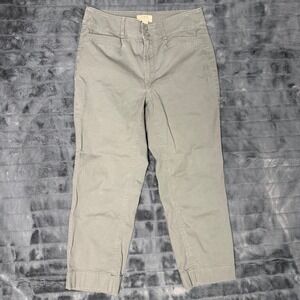 LOFT Outlet Womens 2P Olive Gray Straight Crop Petite Pants Stretch Chino 28x22
